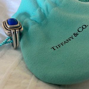 Tiffany ring, Sterling Silver w/18K Gold rope, Lapis Lazuli (dark blue stone)